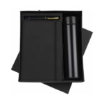 3 in1 Combo set comes with Black Elastic Diary, Temperature Bottle & Ball Pen Gift Set