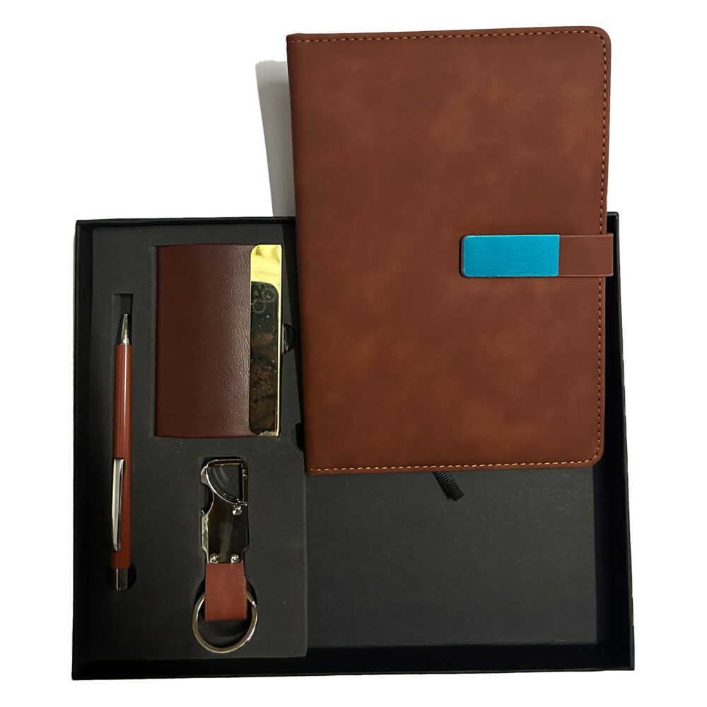 4 in 1 Leather Gift Set with Pen, Card Holder and Metal Keychain