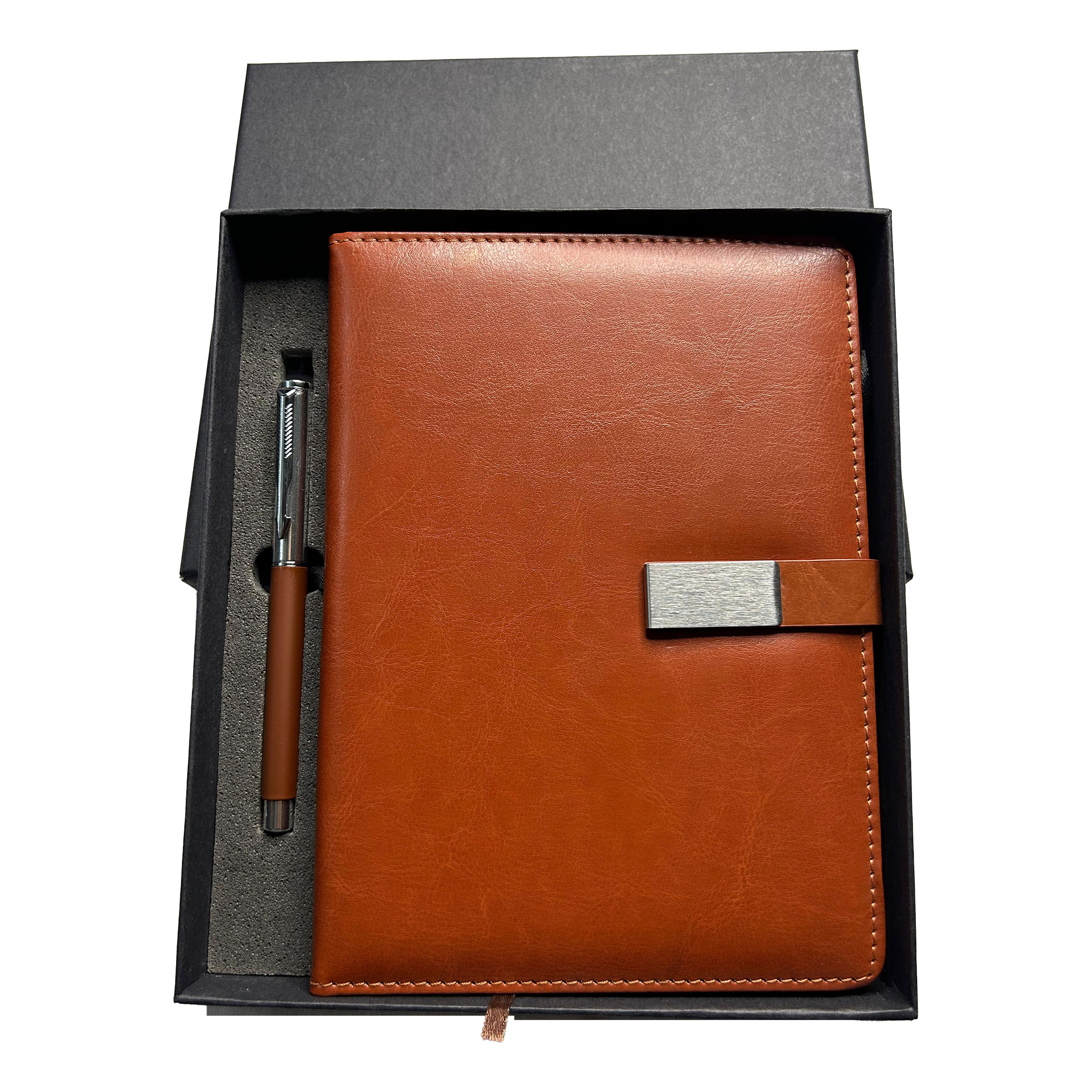 2 in 1 Brown Diary & Pen Gift Set for Men and Women