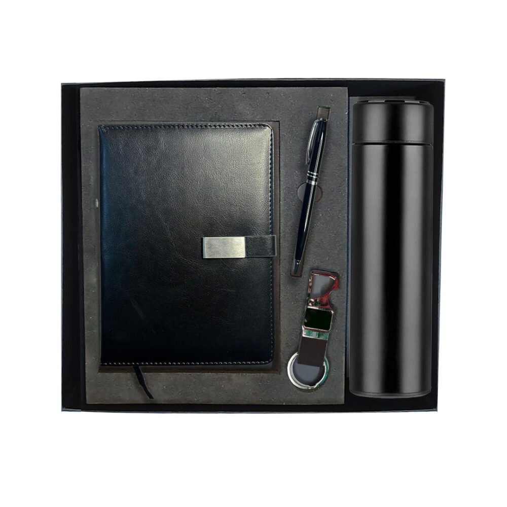 4 in 1 Corporate Gift Set with Diary, Pen, Water bottle and Metal Keychain Valentine Gift for Husband