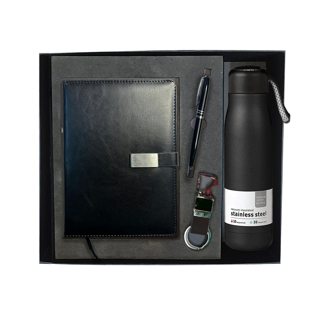 4 in 1 Corporate Gift Set with Diary, Metal Pen, Water bottle and Metal Keychain Corporate Gifts