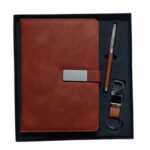 3 in1 Brown Diary, Keychain & Pen Gift Set for Premium Gifts