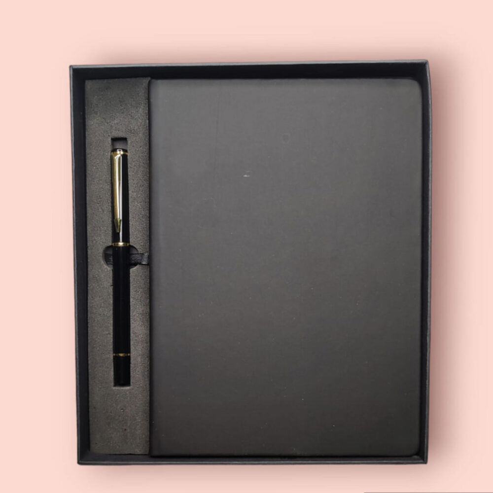 A5 Notebook Diary+ Stylish Pen Gift Set For Corporate and Personal Occasions(Black)