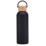 Stainless Steel Bottle with Bamboo Lid | Vacuum Flask | Water Bottle 1 litre Stainless Steel Water Bottles for School, Office, Home, Gym | Thermal Insulated Water Bottle (Black)